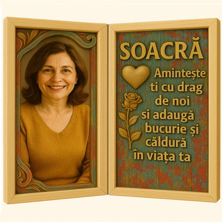 Carti Pe Lemn Vintage - Tablou Personalizat Cadou Soacra
