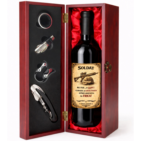 Cutie cadou cu vin personalizat pentru soldat [1]