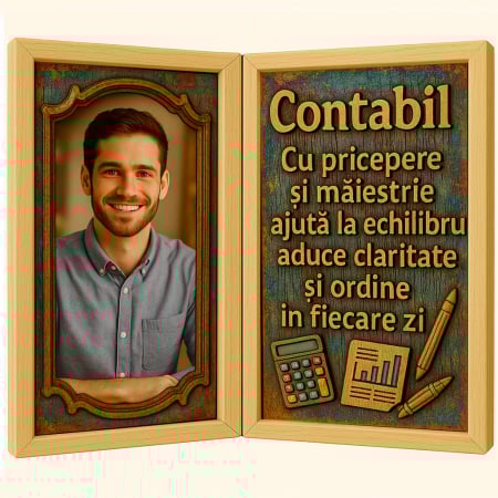 Carti Pe Lemn Vintage - Tablou Personalizat Cadou Contabil