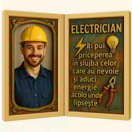 Carti Pe Lemn Vintage - Tablou Personalizat Cadou Electrician
