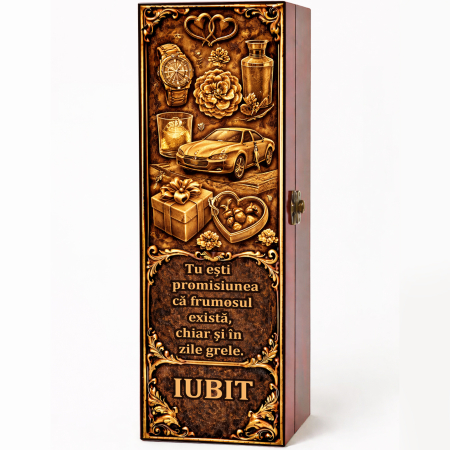 Cutii Vin Mahon - Cutie cadou cu vin personalizat pentru iubit