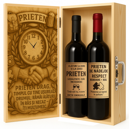 Cutii Vin de Lux - Cutie vin din lemn – cadou de lux pentru prieten