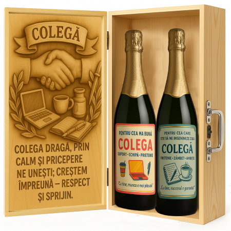 Cutii Vin de Lux - Cutie vin din lemn – cadou de lux pentru colegă