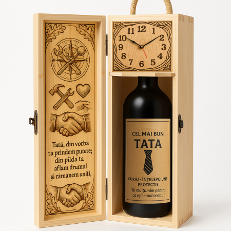 Cutii Vin de Lux - Cutie vin din lemn – cadou de lux pentru tată