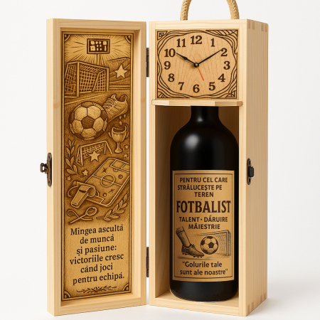 Cutii Vin de Lux - Cutie vin din lemn – cadou de lux pentru fotbalist