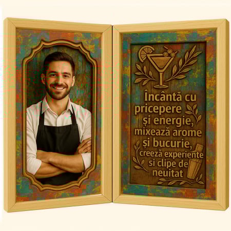 Carti Pe Lemn Vintage - Tablou Personalizat Cadou Barman