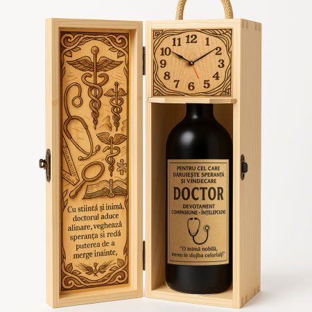 Cutii Vin de Lux - Cutie vin din lemn – cadou de lux pentru doctor