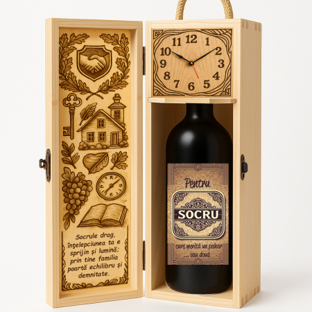 Cutii Vin de Lux - Cutie vin din lemn – cadou de lux pentru socru