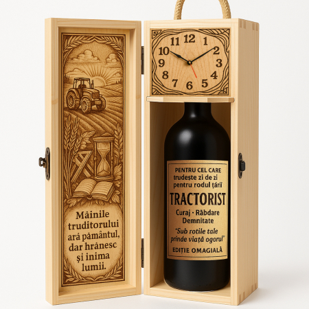 Cutii Vin de Lux - Cutie vin din lemn – cadou de lux pentru tractorist