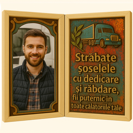 Carti Pe Lemn Vintage - Tablou Personalizat Cadou Sofer Tir