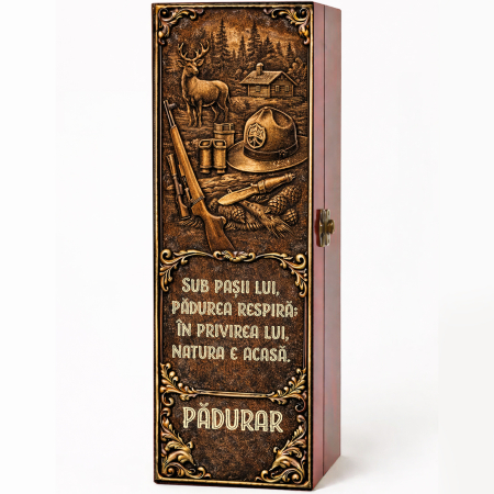 Cutii Vin Mahon - Cutie cadou cu vin personalizat pentru pădurar