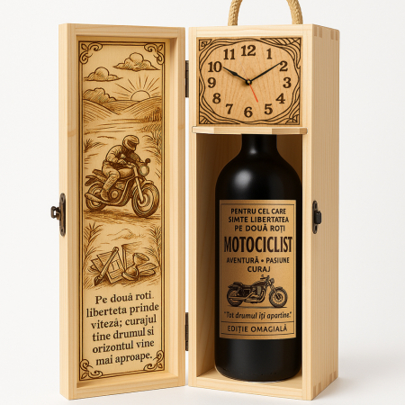Cutii Vin de Lux - Cutie vin din lemn – cadou de lux pentru motociclist