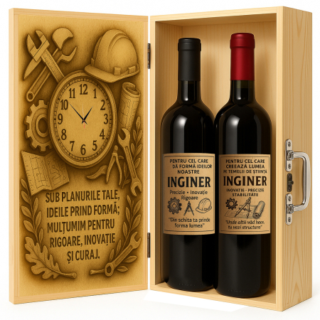 Cutii Vin de Lux - Cutie vin din lemn – cadou de lux pentru inginer