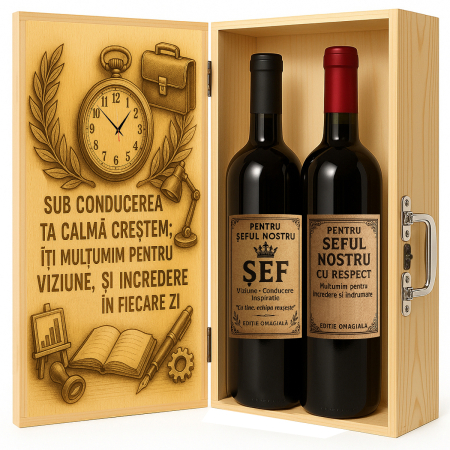 Cutii Vin de Lux - Cutie vin din lemn – cadou de lux pentru șef