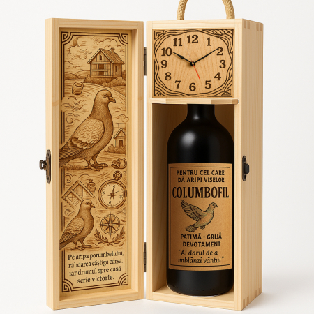 Cutii Vin de Lux - Cutie vin din lemn – cadou de lux pentru columbofil