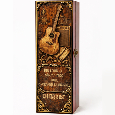 Cutii Vin Mahon - Cutie cadou cu vin personalizat pentru chitarist