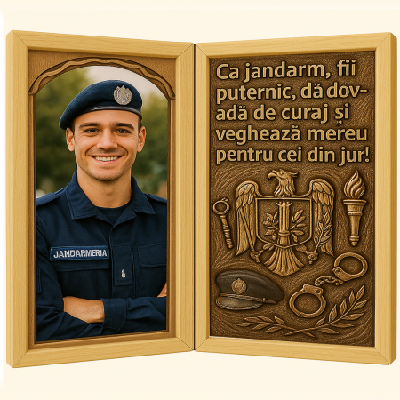 Carti Pe Lemn - Tablou Personalizat din Lemn Tip Carte pentru Jandarm