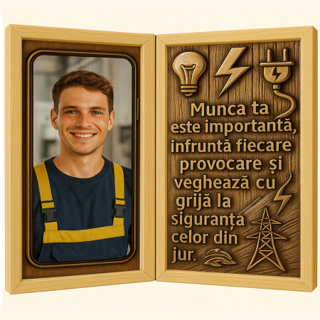 Carti Pe Lemn - Tablou Personalizat din Lemn Tip Carte pentru Electrician