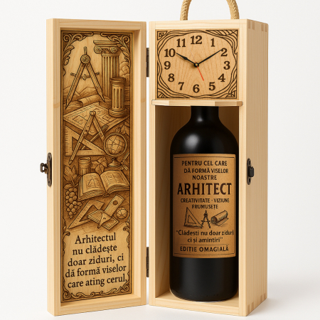 Cutii Vin de Lux - Cutie vin din lemn – cadou de lux pentru arhitect