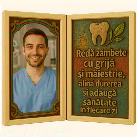 Carti Pe Lemn Vintage - Tablou Personalizat Cadou Stomatolog