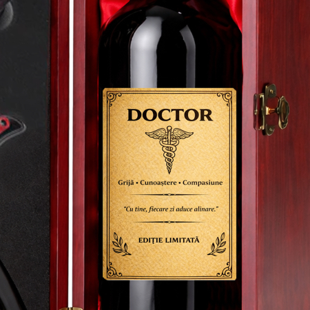 Cutie cadou cu vin personalizat pentru doctor [2]