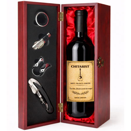 Cutie cadou cu vin personalizat pentru chitarist [1]
