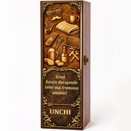 Cutii Vin Mahon - Cutie cadou cu vin personalizat pentru unchi
