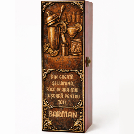 Cutii Vin Mahon - Cutie cadou cu vin personalizat pentru barman