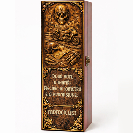 Cutii Vin Mahon - Cutie cadou cu vin personalizat pentru motociclist