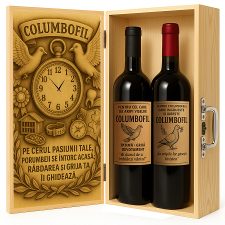 Cutii Vin de Lux - Cutie vin din lemn – cadou de lux pentru columbofil