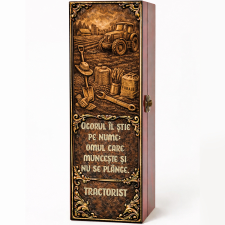Cutii Vin Mahon - Cutie cadou cu vin personalizat pentru tractorist