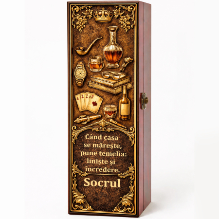 Cutii Vin Mahon - Cutie cadou cu vin personalizat pentru socru
