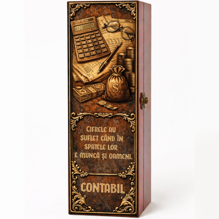 Cutii Vin Mahon - Cutie cadou cu vin personalizat pentru contabil