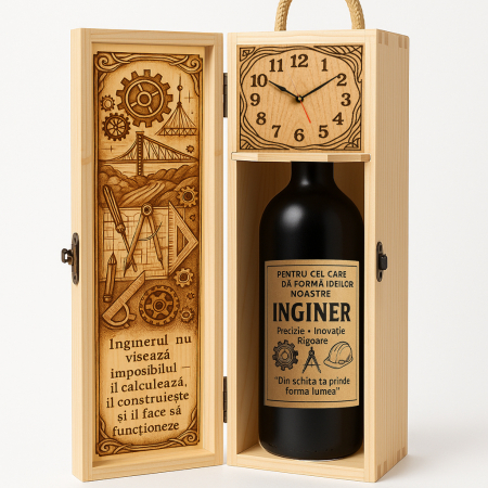Cutii Vin de Lux - Cutie vin din lemn – cadou de lux pentru inginer