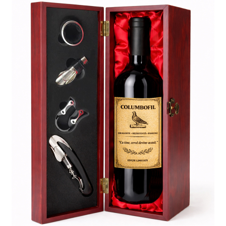 Cutie cadou cu vin personalizat pentru columbofil [1]