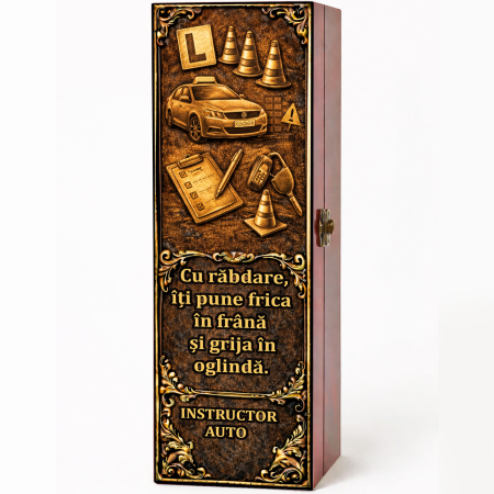 Cutii Vin Mahon - Cutie cadou cu vin personalizat pentru instructor auto