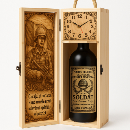 Cutii Vin de Lux - Cutie vin din lemn – cadou de lux pentru soldat