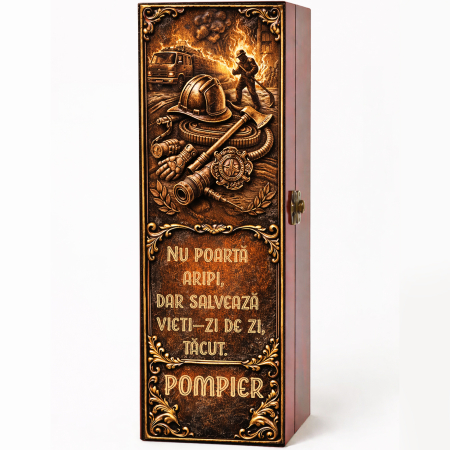 Cutii Vin Mahon - Cutie cadou cu vin personalizat pentru pompier