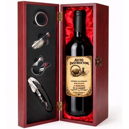 Cutie cadou cu vin personalizat pentru instructor auto [1]