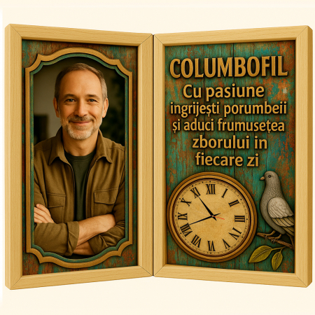 Carti Pe Lemn Vintage Cu Ceas - Tablou Personalizat Cadou Columbofil-Ceas Functional
