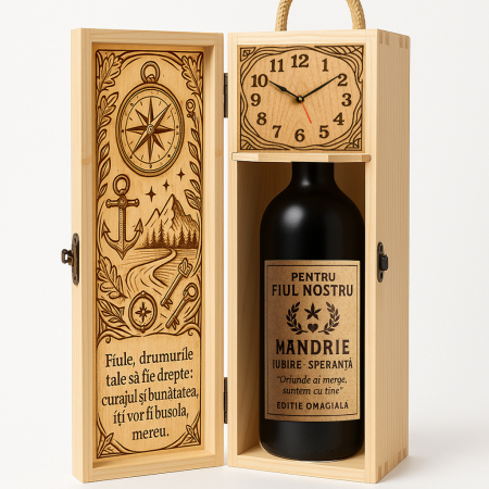 Cutii Vin de Lux - Cutie vin din lemn – cadou de lux pentru fiu