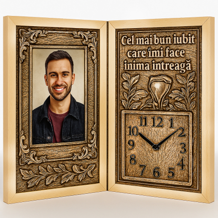 Carti Pe Lemn cu Ceas - Cadou Personalizat pentru Iubit