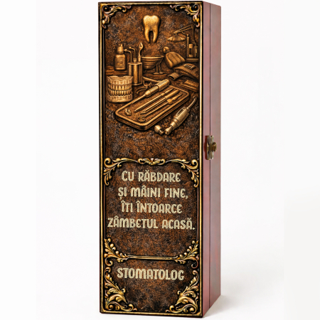 Cutii Vin Mahon - Cutie cadou cu vin personalizat pentru stomatolog