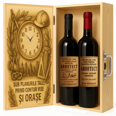 Cutii Vin de Lux - Cutie vin din lemn – cadou de lux pentru arhitect