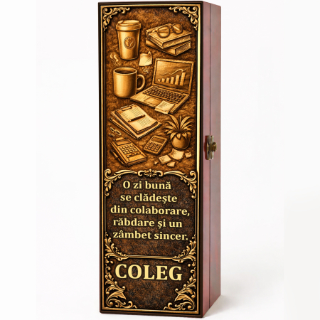 Cutii Vin Mahon - Cutie cadou cu vin personalizat pentru coleg