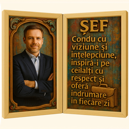 Carti Pe Lemn Vintage - Tablou Personalizat Cadou Sef
