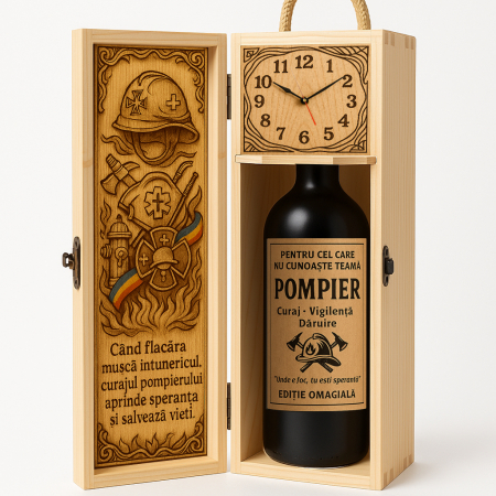 Cutii Vin de Lux - Cutie vin din lemn – cadou de lux pentru pompier
