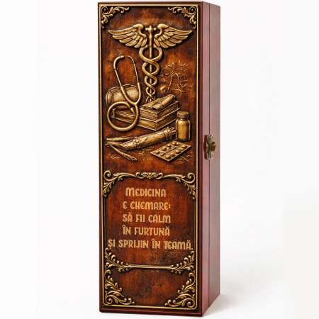Cutii Vin Mahon - Cutie cadou cu vin personalizat pentru doctor