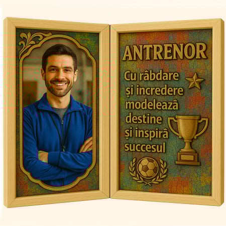 Carti Pe Lemn Vintage - Tablou Personalizat Cadou Antrenor