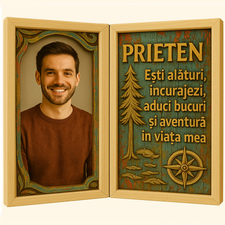 Carti Pe Lemn Vintage - Tablou Personalizat Cadou Prieten